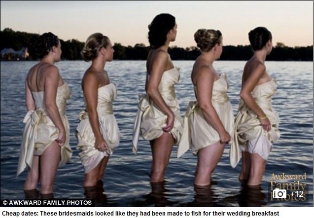 bridesmades in water